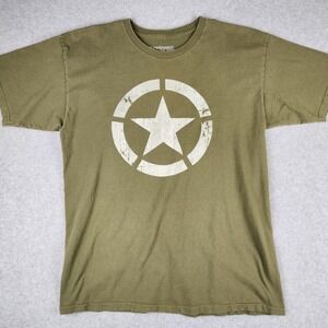 Ranger Up T-Shirt Men's Large L Military Star Graphic Quote Cotton Olive Green